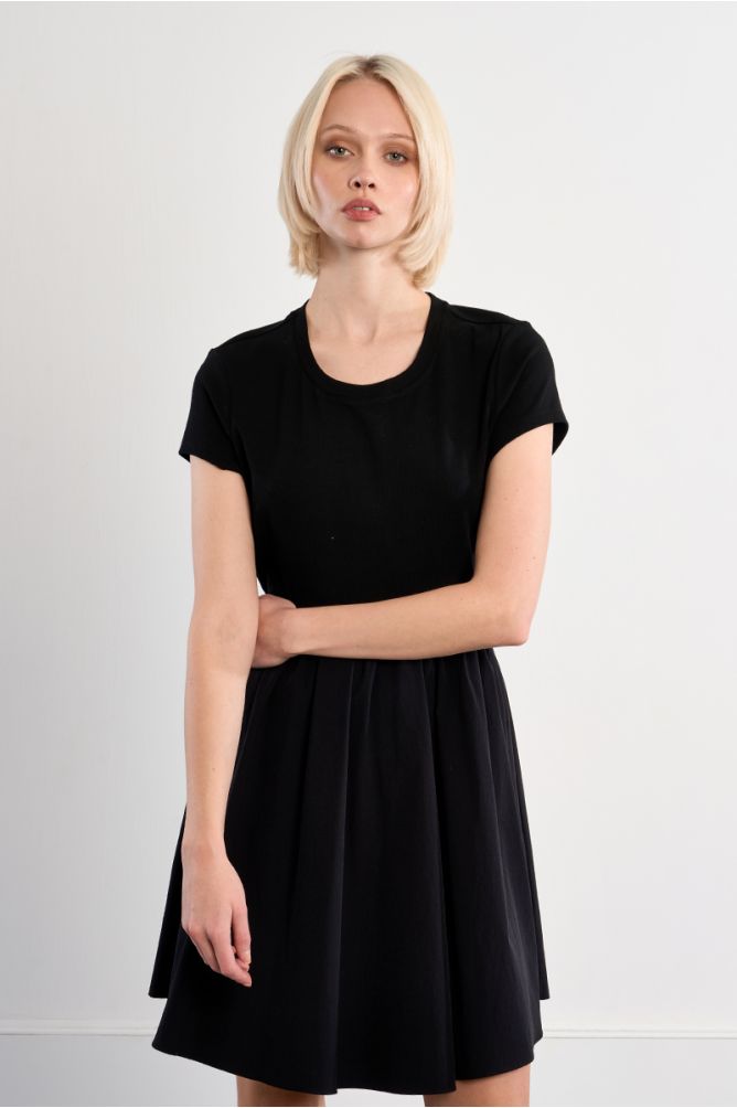 Nylon mini dress, drawstring