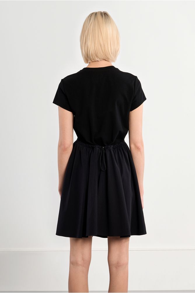 Nylon mini dress, drawstring