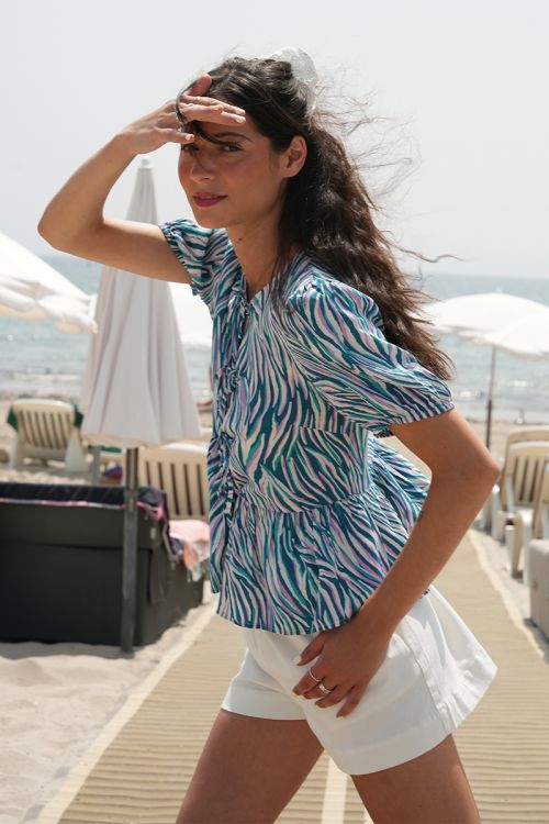 Short taille haute en coton