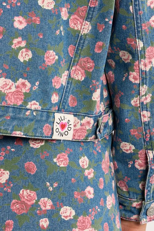 Floral denim jacket