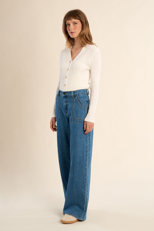 Jean large, taille haute