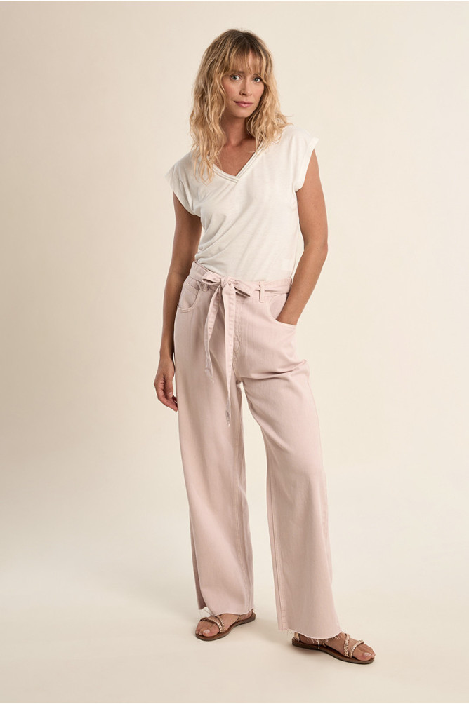 Pantalón de mujer vaquero, con lazada.