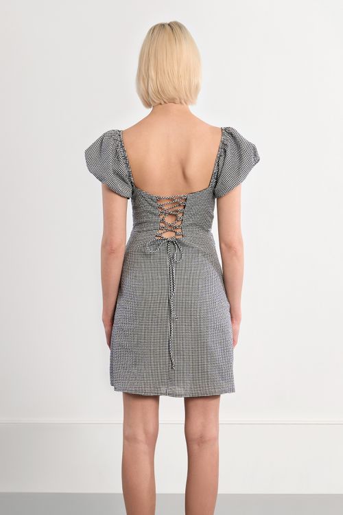 Vestido de mujer de manga corta, estampado vichy.