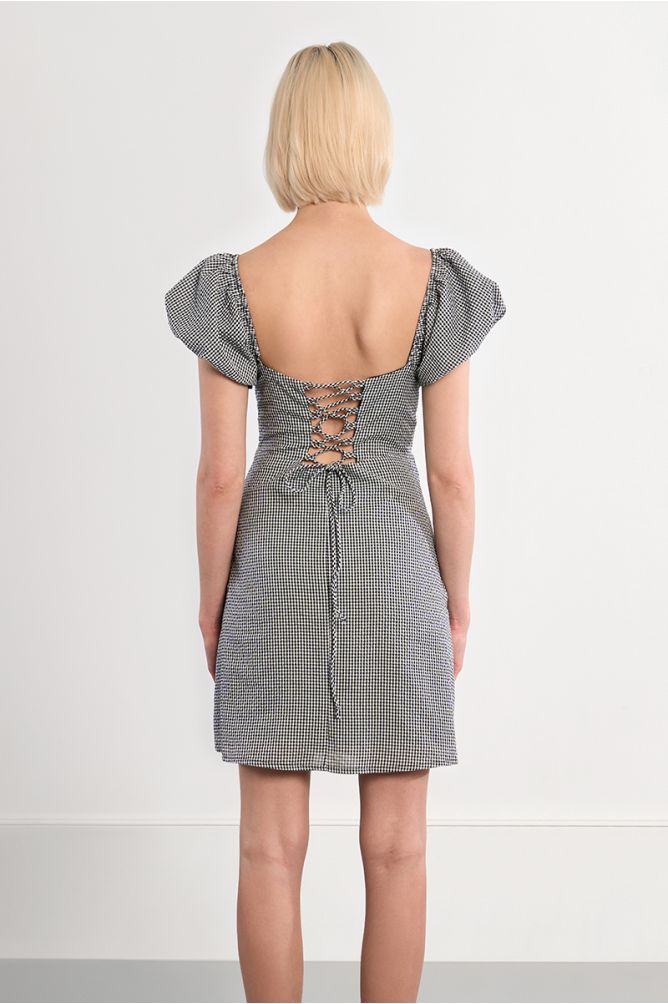 Vestido de mujer de manga corta, estampado vichy.