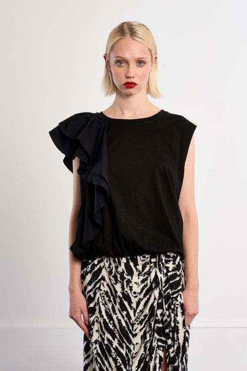 Ruffle cotton T-shirt