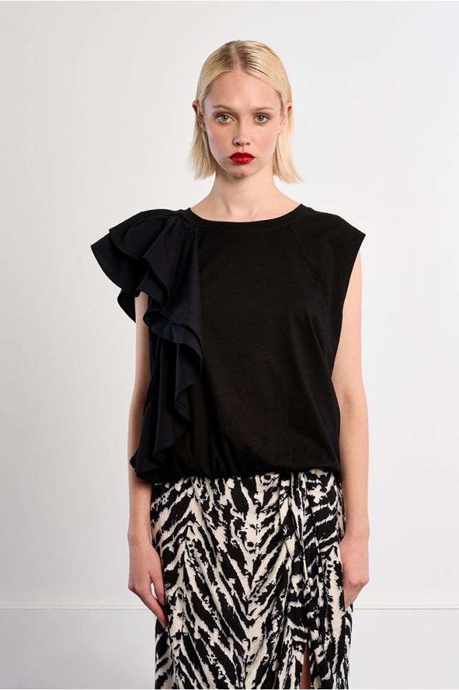 Ruffle cotton T-shirt