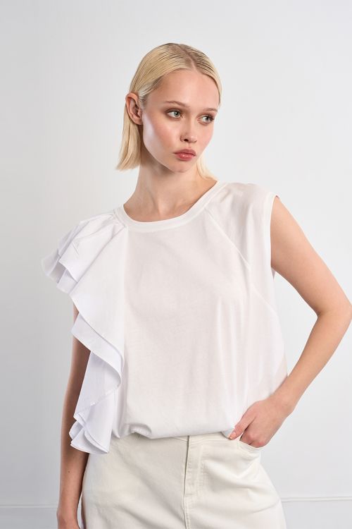Ruffle cotton T-shirt