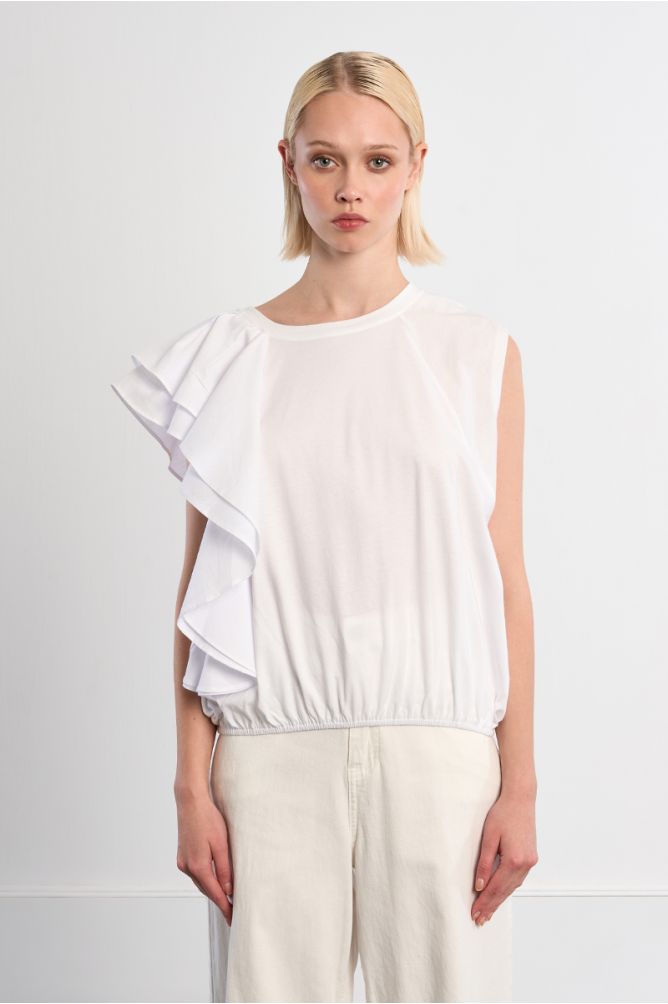 Ruffle cotton T-shirt