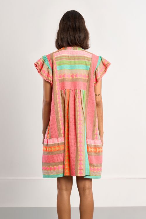 Robe à manches courtes, imprimé multicolore