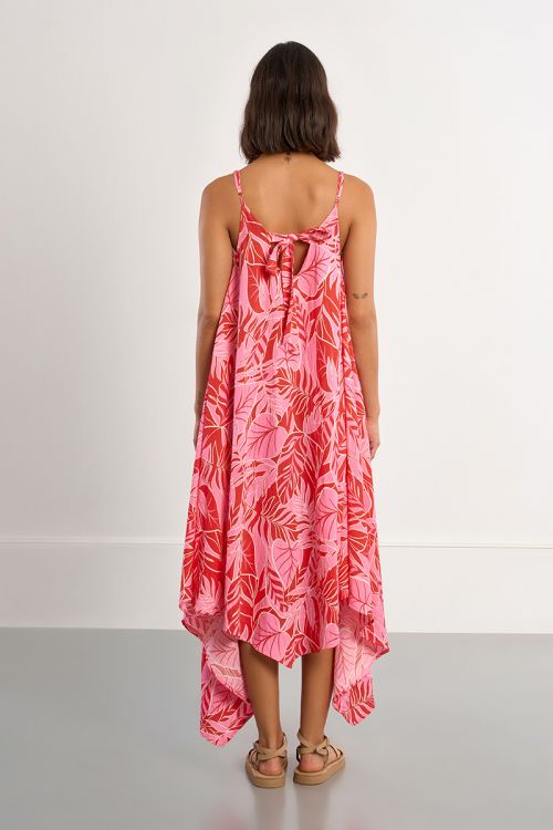 Vestido de tirantes asimétrico, con estampado.