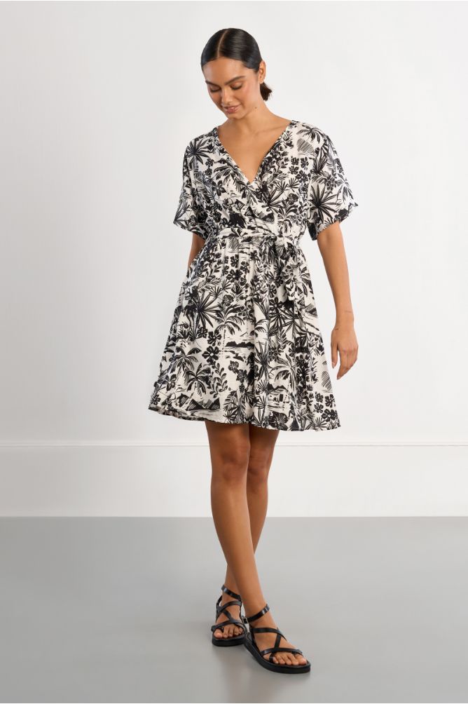 Robe mini portefeuille Hawaï