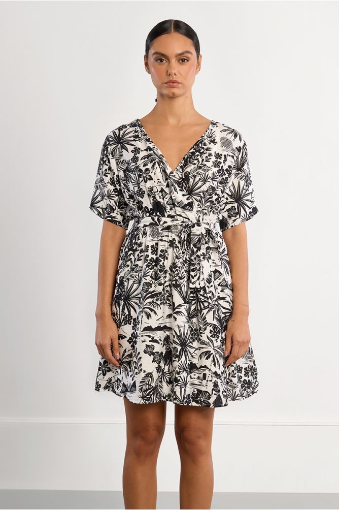 Robe mini portefeuille Hawaï