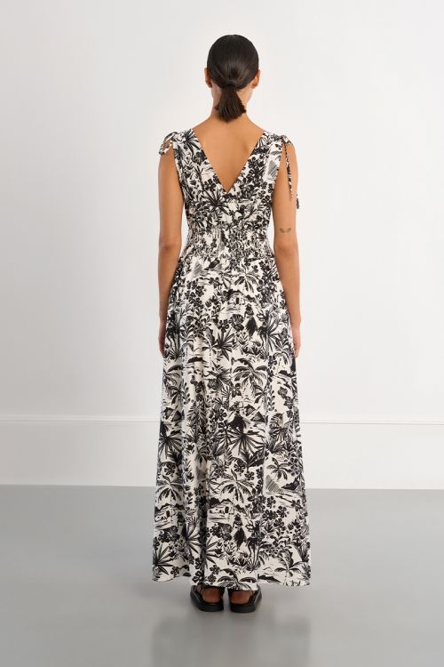 Robe longue smockée Hawaï