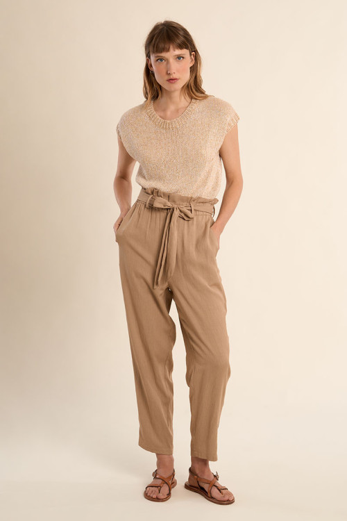 Pantalon taille paperbag