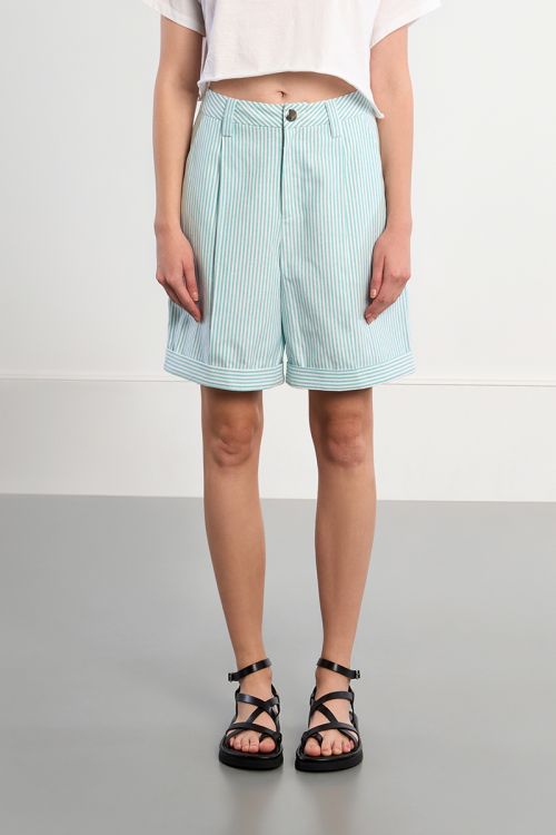 Green striped Bermuda shorts