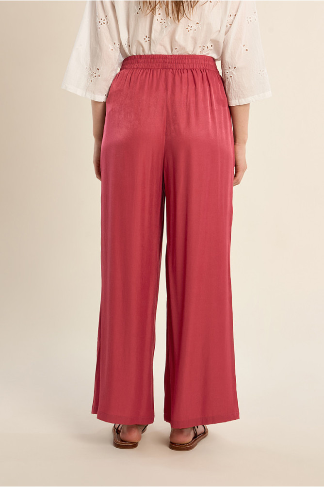 Pantalon large, effet satiné