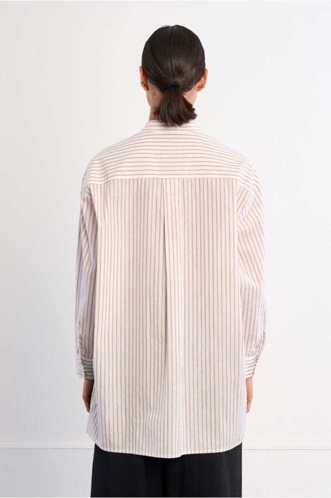 Camisa de mujer de manga larga, estampado de rayas.