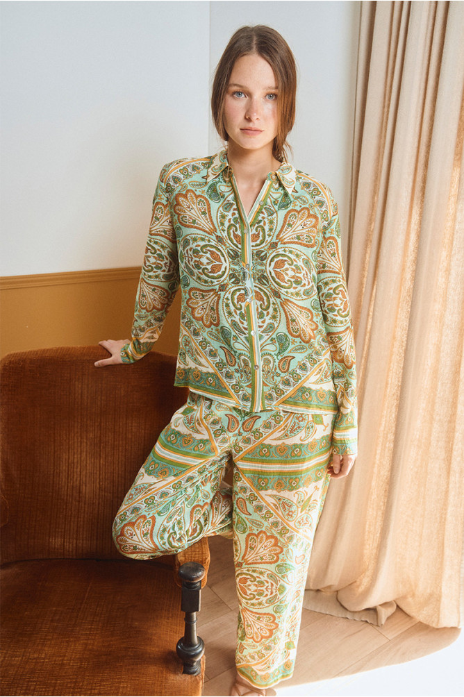 Pantalon fluide, imprimé foulard