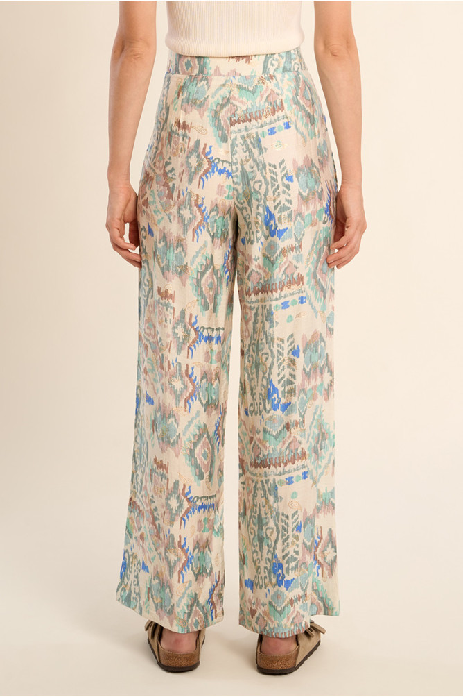 Pantalon droit à motif ethnique