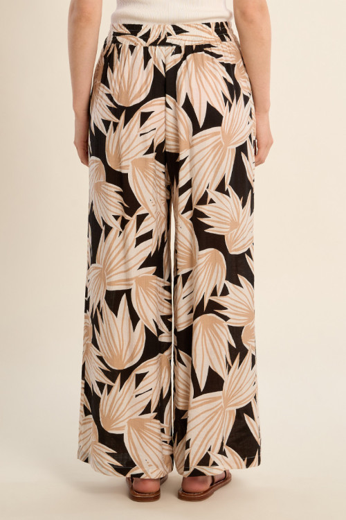Pantalon fluide imprimé, taille haute