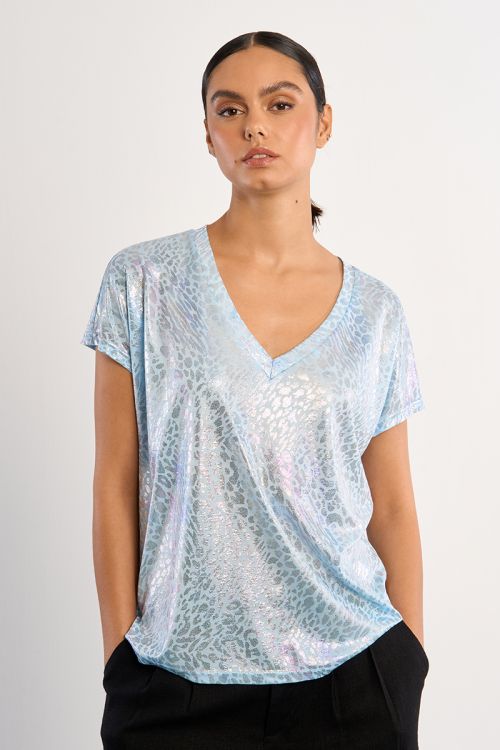 T-shirt métallisé léopard