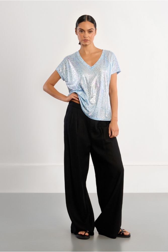 Camiseta de mujer de manga corta, con estampado animal.