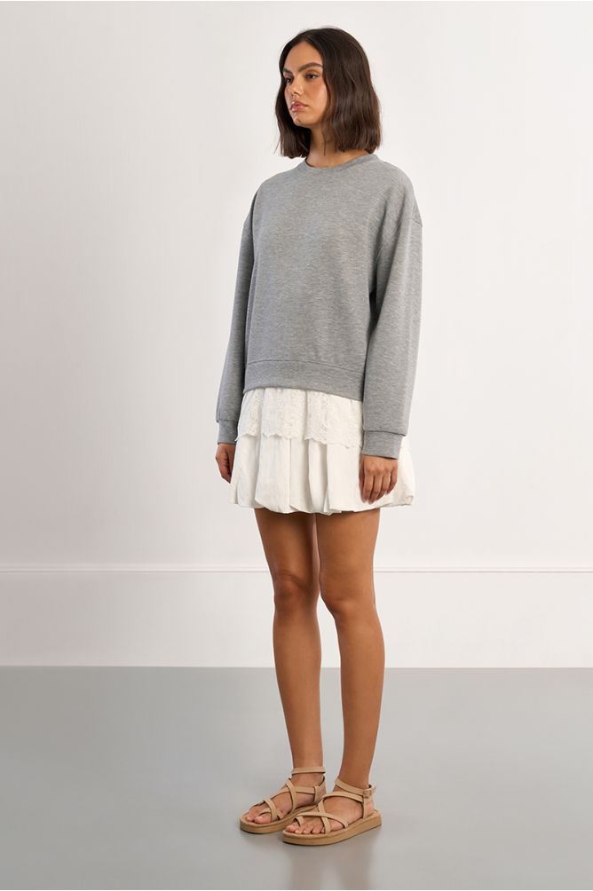 Sweat-shirt oversize avec détail en dentelle