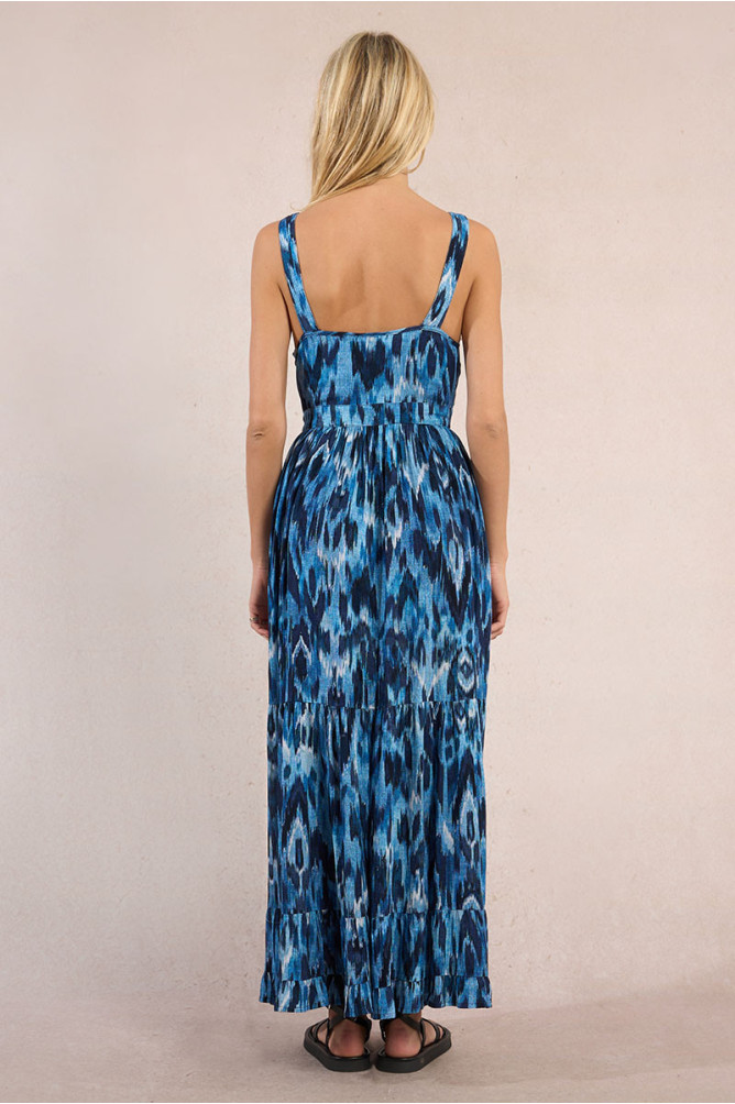 Robe longue à volants, imprimée