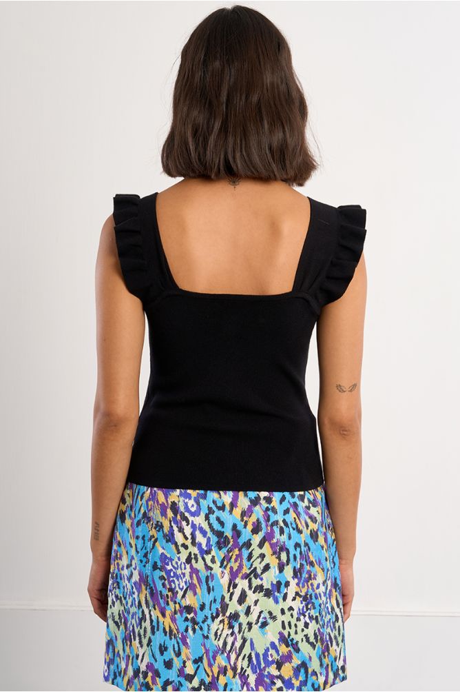 Top de mujer de tirante ancho, detalle volantes.