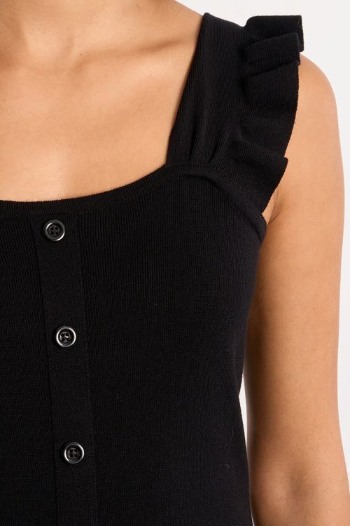 Top de mujer de tirante ancho, detalle volantes.