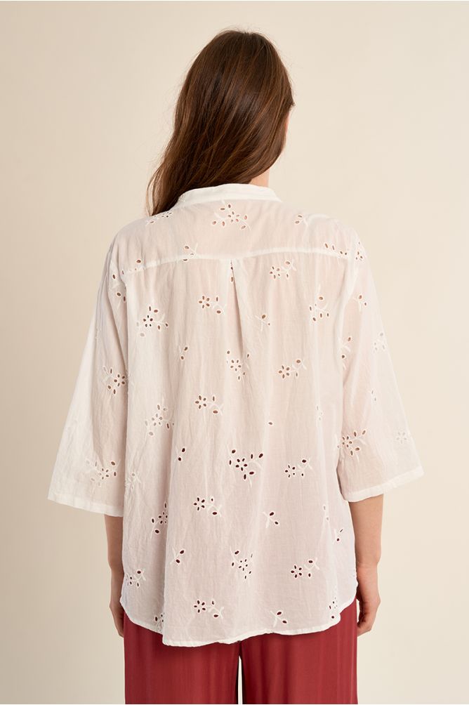 Cotton blouse in broderie anglaise