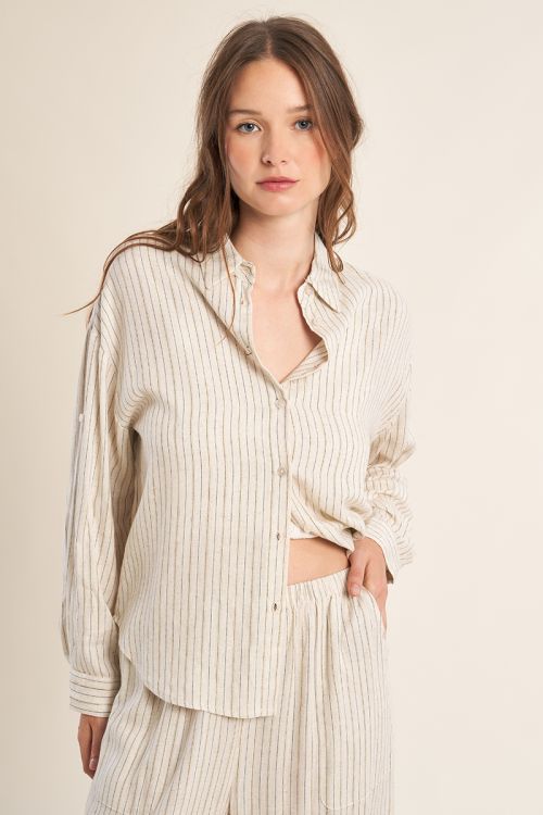 Camisa de mujer de manga corta, motivo rayas.