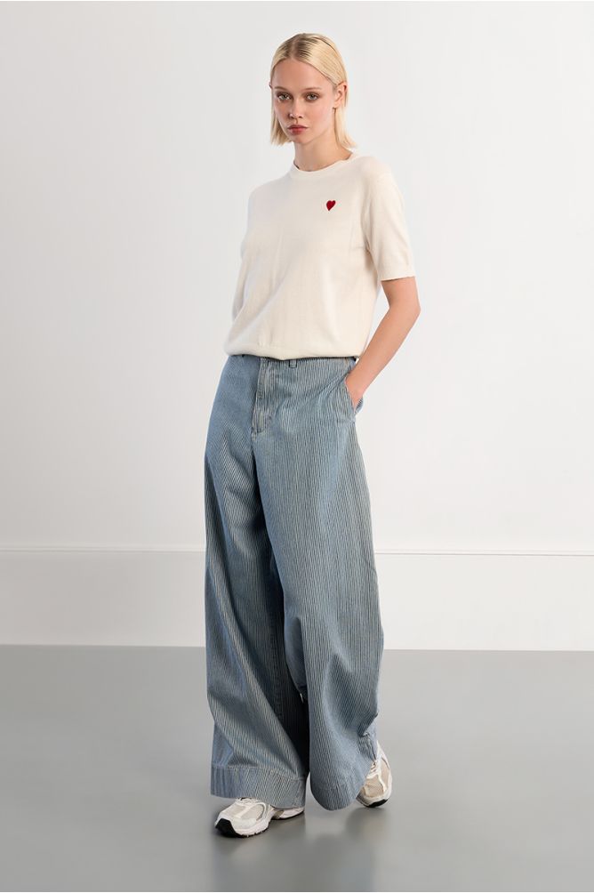Knitted T-shirt, embroidered Heart