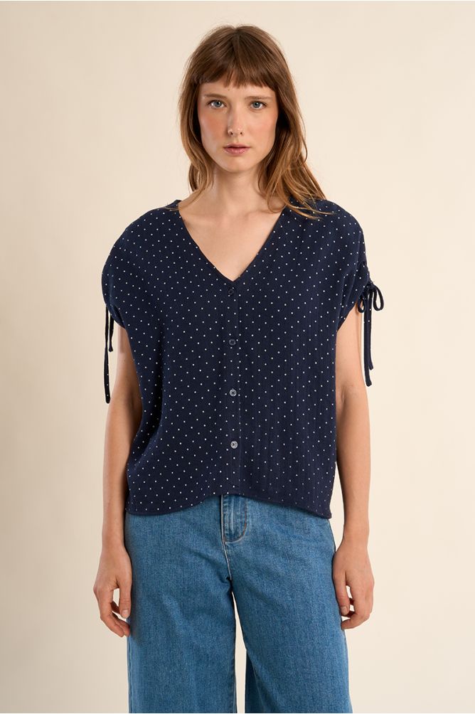 Top chemisier à pois