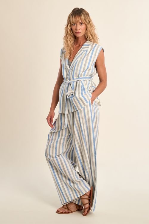 Pantalon large, rayé