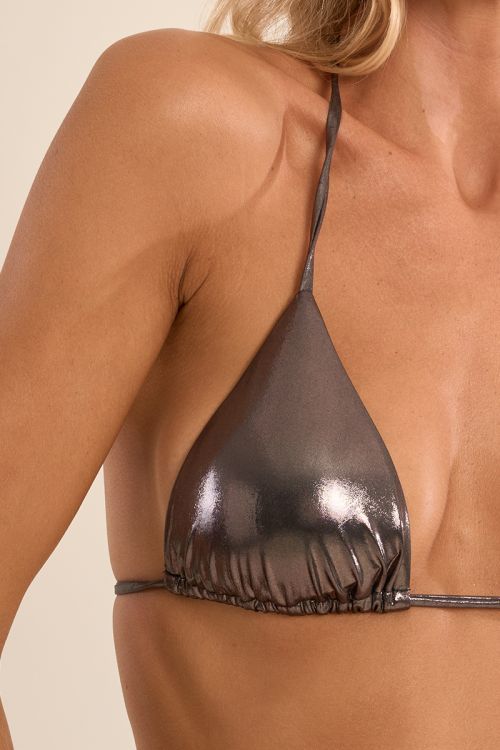 Bikini top, metallic effect