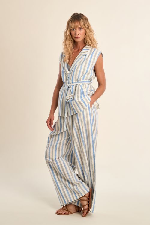 Sleeveless blazer jacket, striped