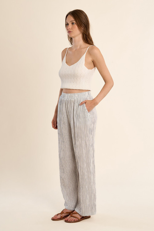 Pantalón de mujer largo, estampado rayas.