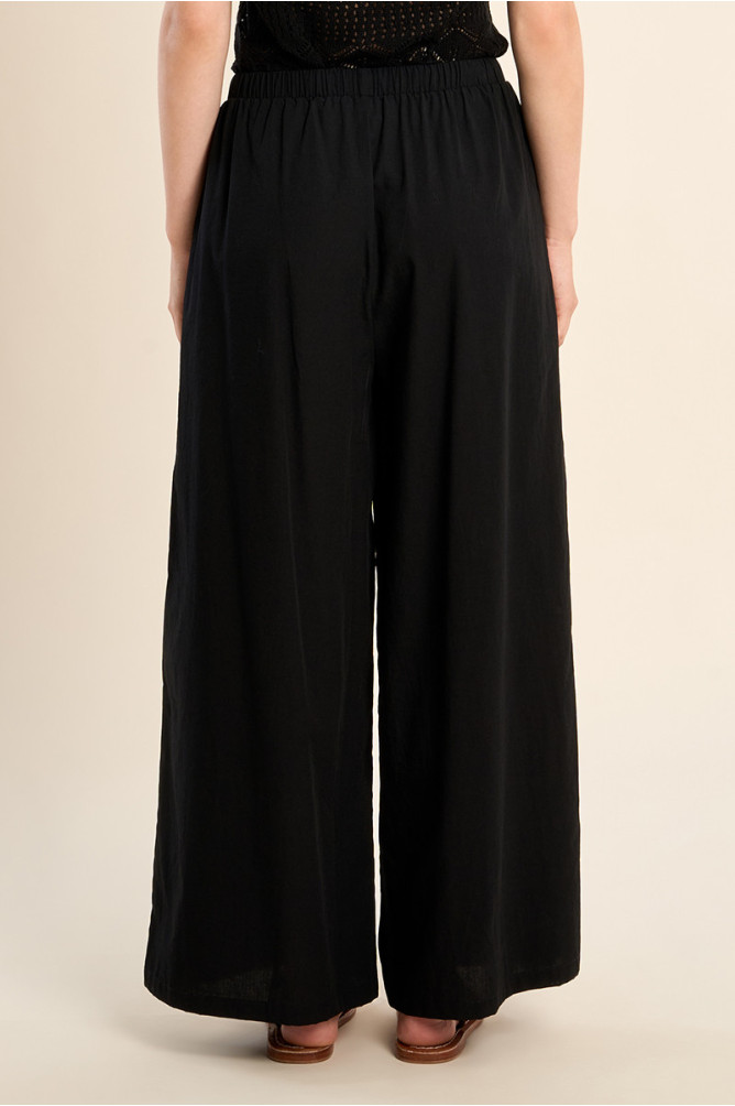 Pantalon large, cordons à perles