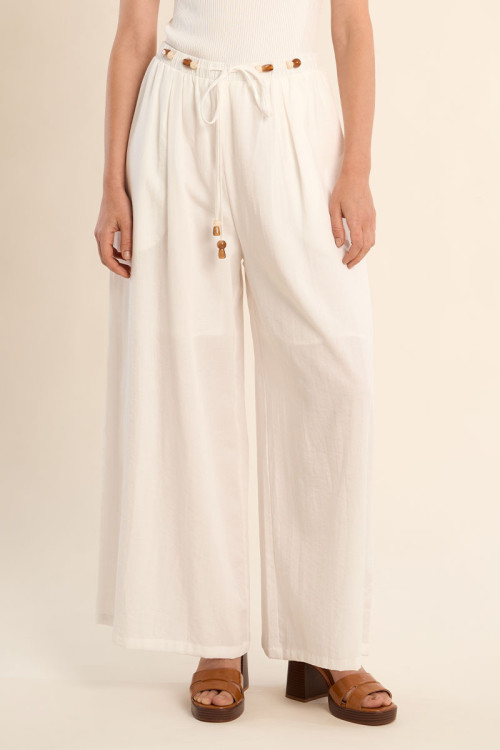 Pantalón de mujer largo, detalle abalorios.