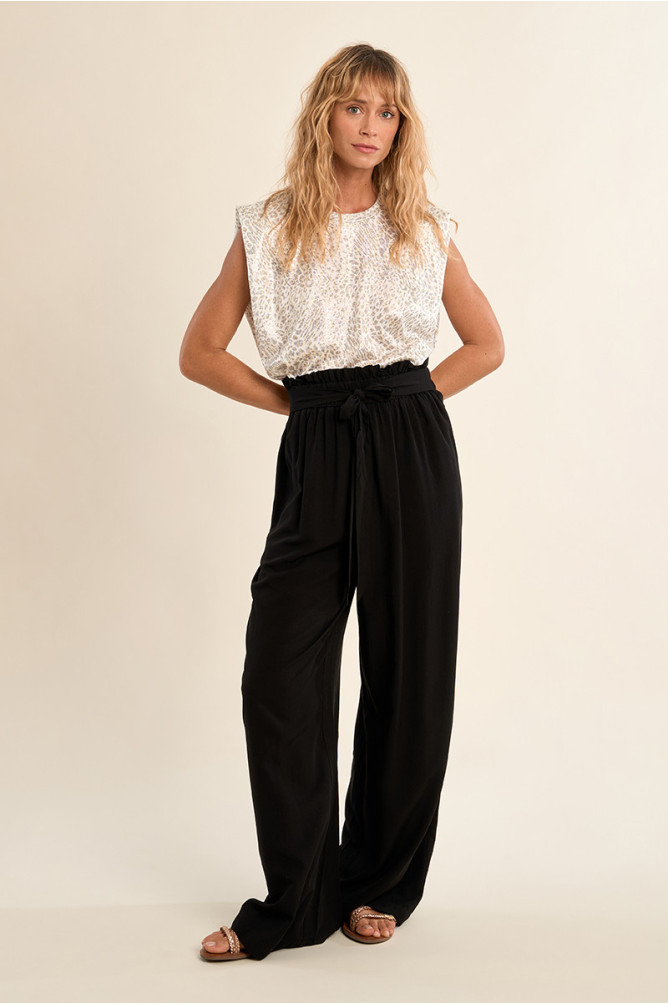 Pantalon large, taille haute