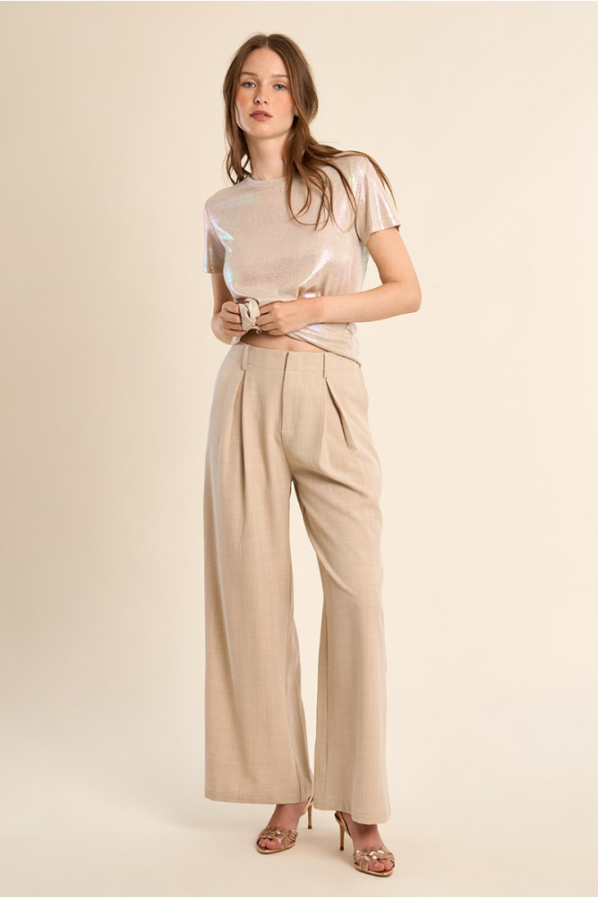 Pantalón de mujer largo, detalle pinzas.
