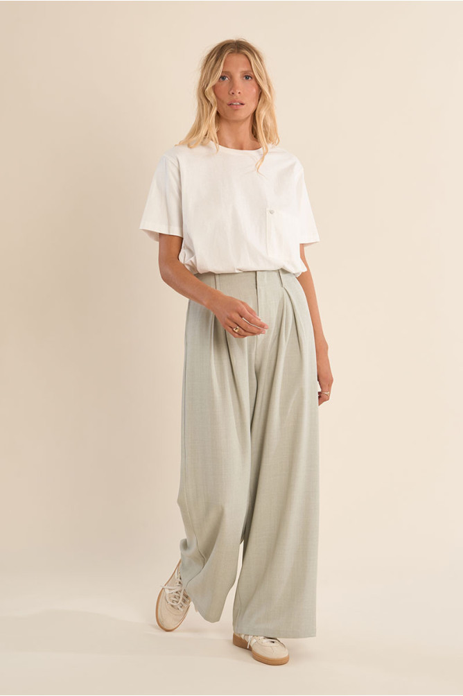 Wide leg pleated trousers