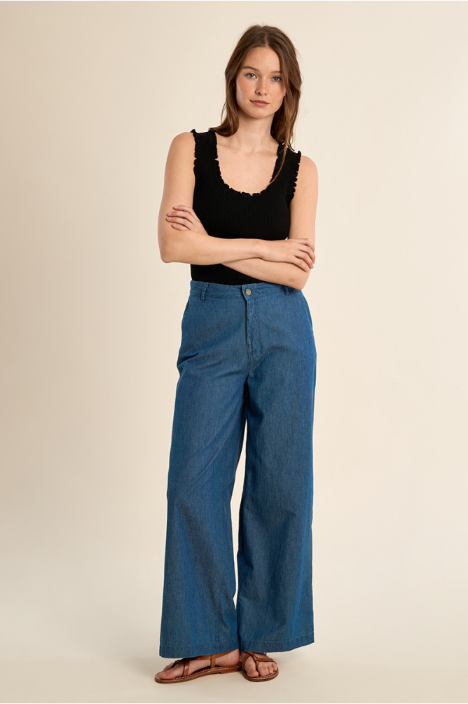 Cotton trousers, wide fit