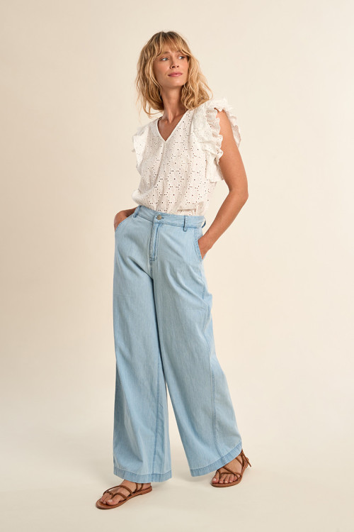 Cotton trousers, wide fit