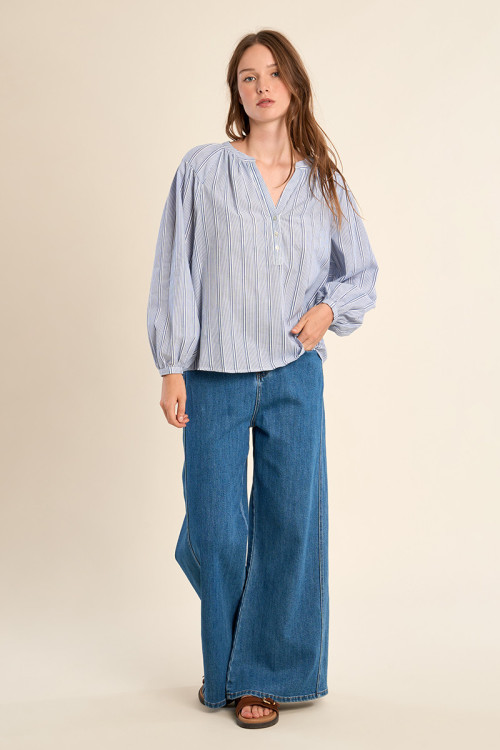 Blouse en cotton, rayée