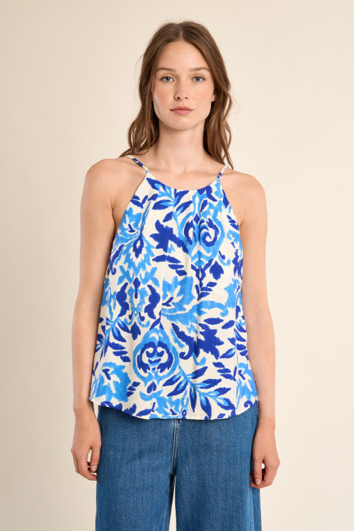 Top de mujer lencero, de tirantes, con estampado.