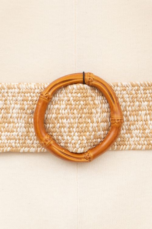 Braided belt with wooden buckle
