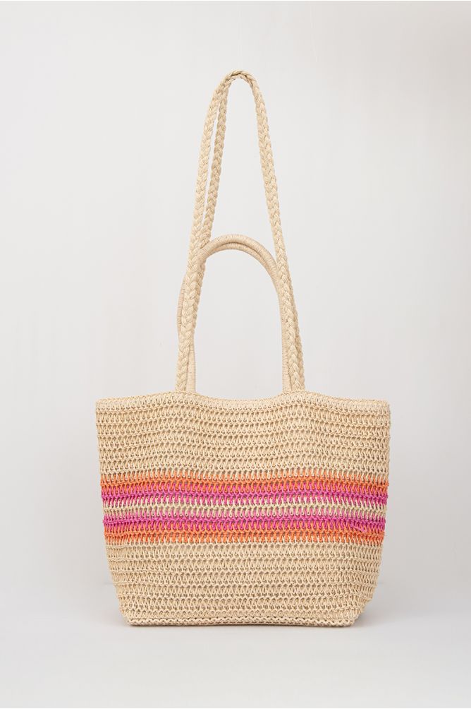 Sac en raphia rayé