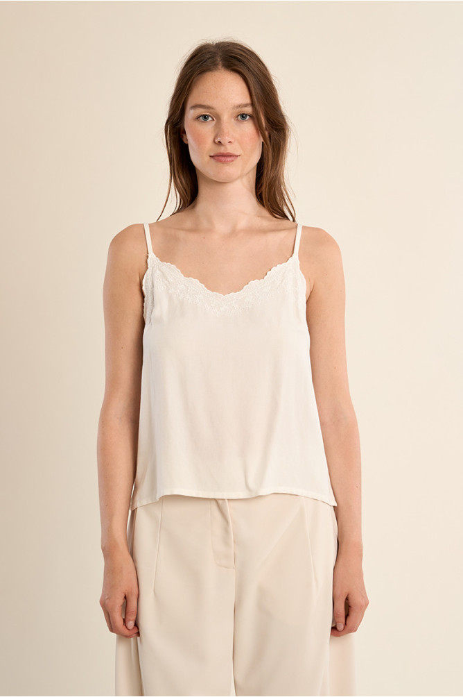 Satin camisole with lace details